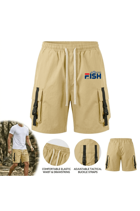 Men's Techwear Cargo Shorts Casual Tactical Outdoor Shorts with Quick-Release Buckle Straps Elastic Waist Drawstring Multi-Pocket Gorpcore Streetwear Shorts