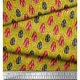 thumbnail image 3 of Soimoi Yellow Poly Georgette Fabric Leaves,Berries & Egg Folk Art Print Sewing Fabric Yard 42 Inch Wide, 3 of 3