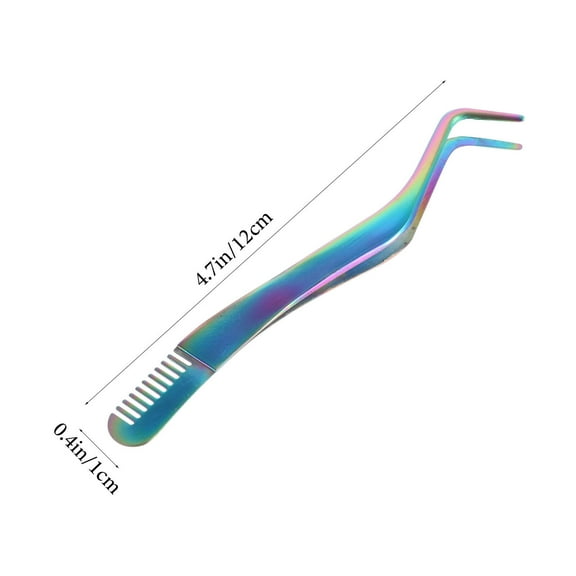 Eyelash Tweezer Applicator Tool Stainless Steel Eyelash Extension Tweezer Comb 2 in 1 Lash Tweezer