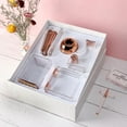 thumbnail image 4 of de papelería de oro and rosa, dispensador , estuche con clip para grapadora, soporte para bolígrafo, almacenamiento de almohadilla adhesiva, 4 of 7