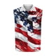 thumbnail image 3 of Camisas de Cuello para Hombres, Moda Casual Día de la Independencia Imprimir Turndown Bolsillos sin Mangas Tanque Deportivo, 3 of 5