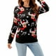 thumbnail image 1 of Jersey navideño para mujer, de punto, de manga larga y cuello redondo, con copos de nieve de reno, jersey noruego suave y cálido para invierno (XXL), 1 of 5