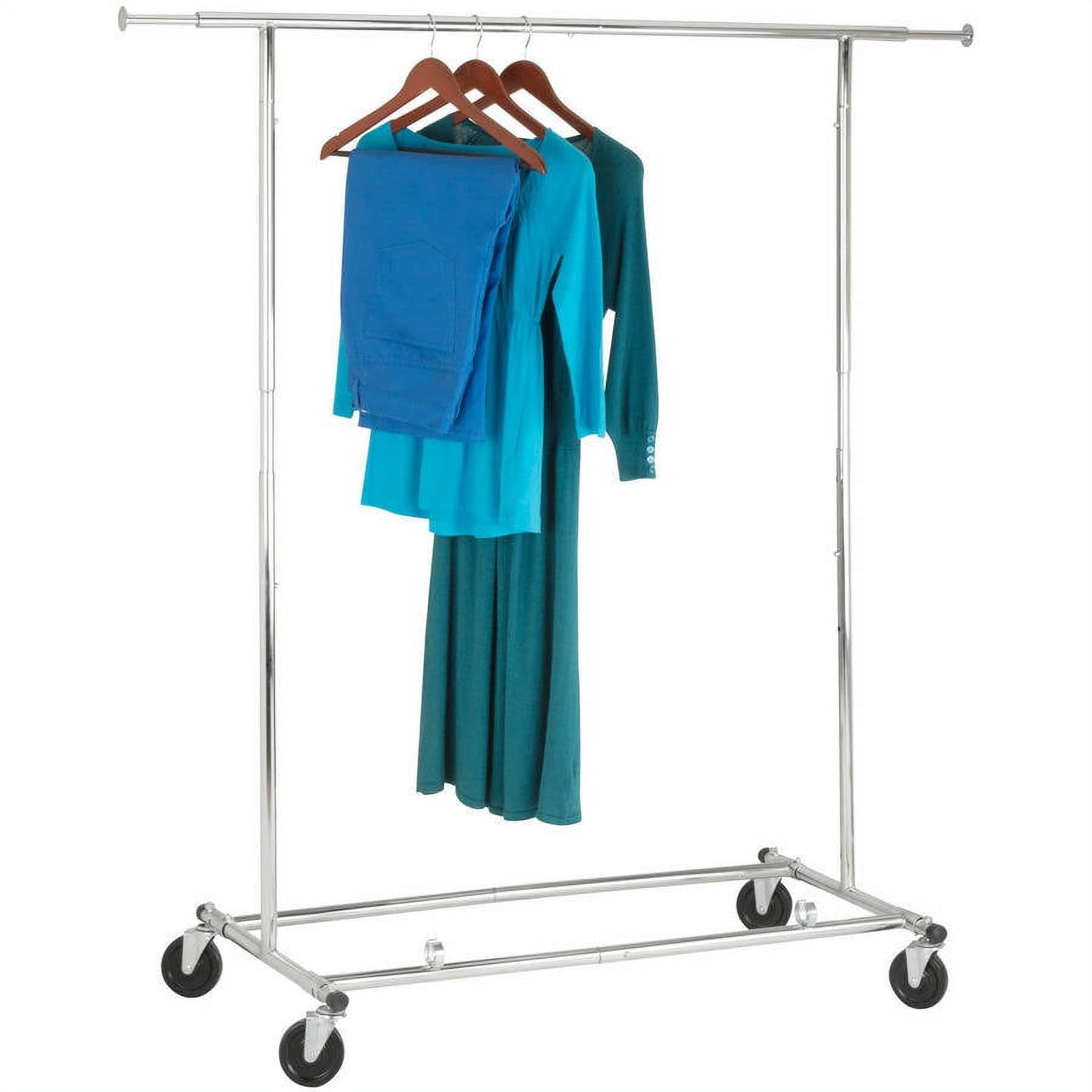 Honey-Can-Do Steel Folding Expandable Rolling Clothes Rack, Chrome - image 4 of 8