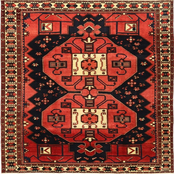 Ahgly Company Indoor Square Traditional Sienna Brown Persian Area Rugs, 3' Square