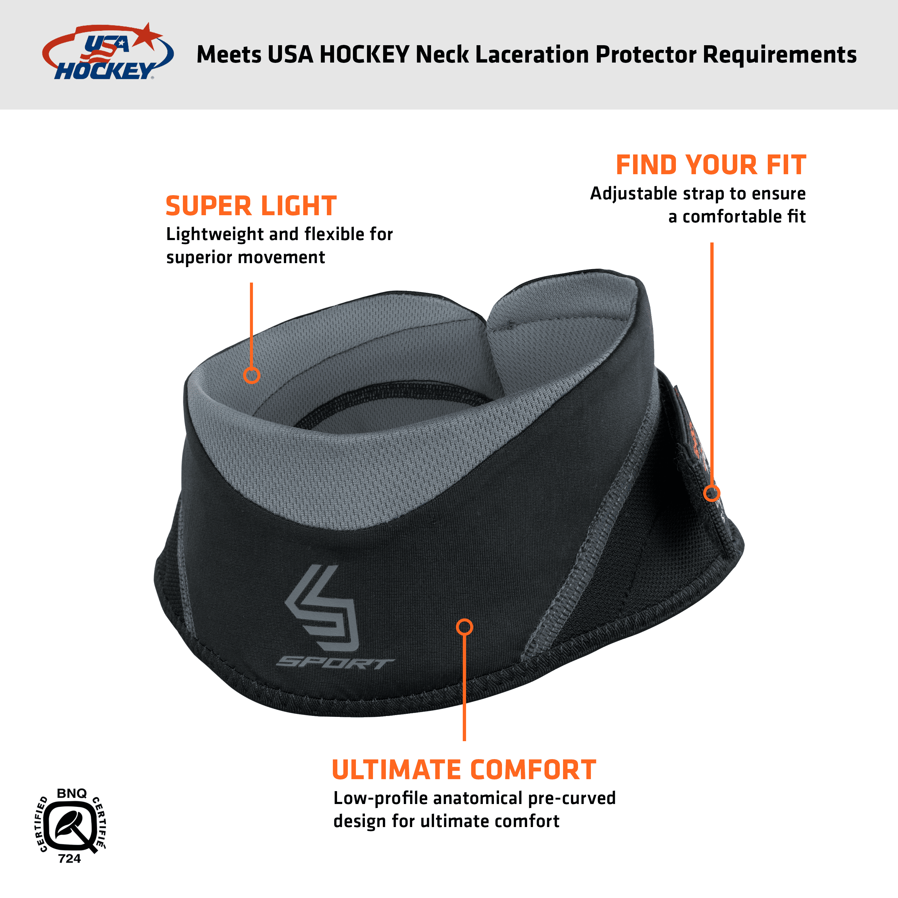 (3 pack) Shock Doctor, Ultra Lightweight Hockey Neck Guard, Junior, Black