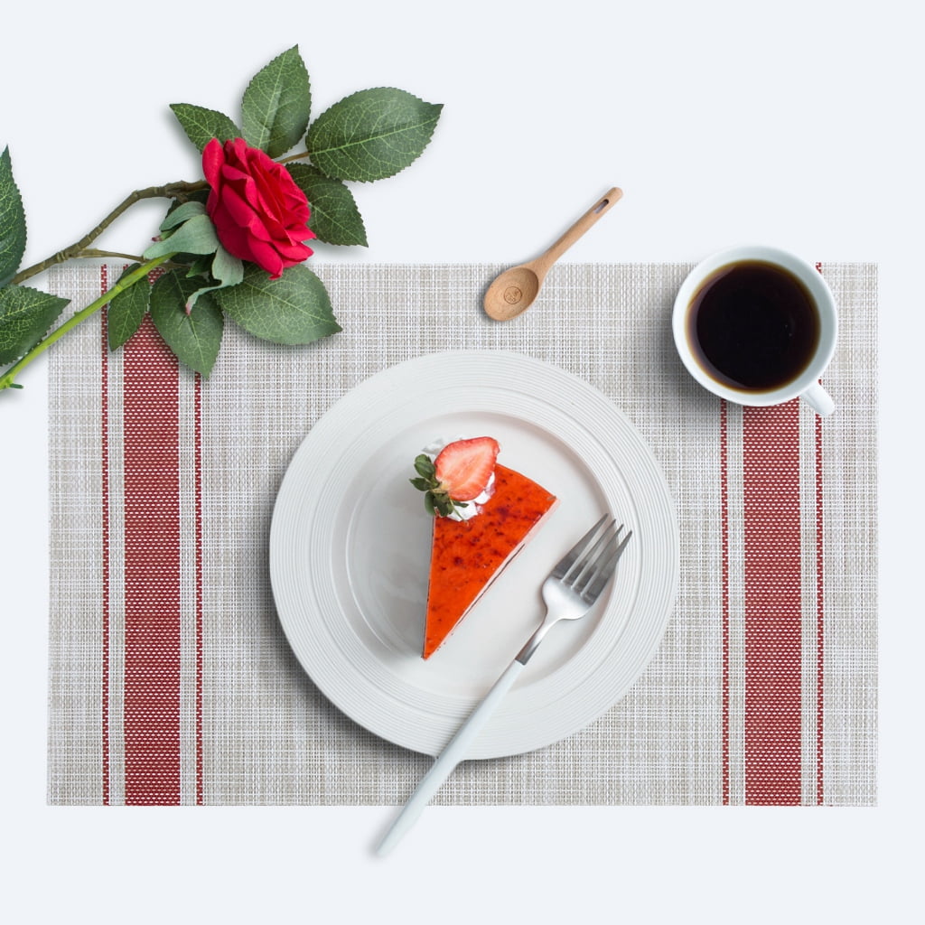 RAY STAR Vinyl Placemats Set of 6, 12''x18'' Vinyl Weave Placemats, Heat Resistant Wipable Place Mat
