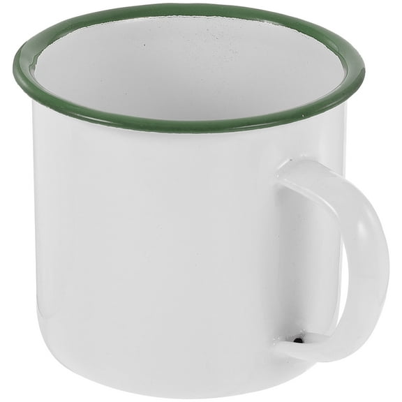 COOPHYA White Enamel Mug with Handle, Vintage Style Drinking Cup for Home and Outdoor Use