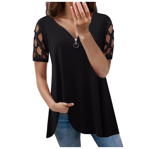 Ediodpoh Womens Fashion Round Neck Short Sleeved Love Printed T Shirt Top Tshirts for Women Black L