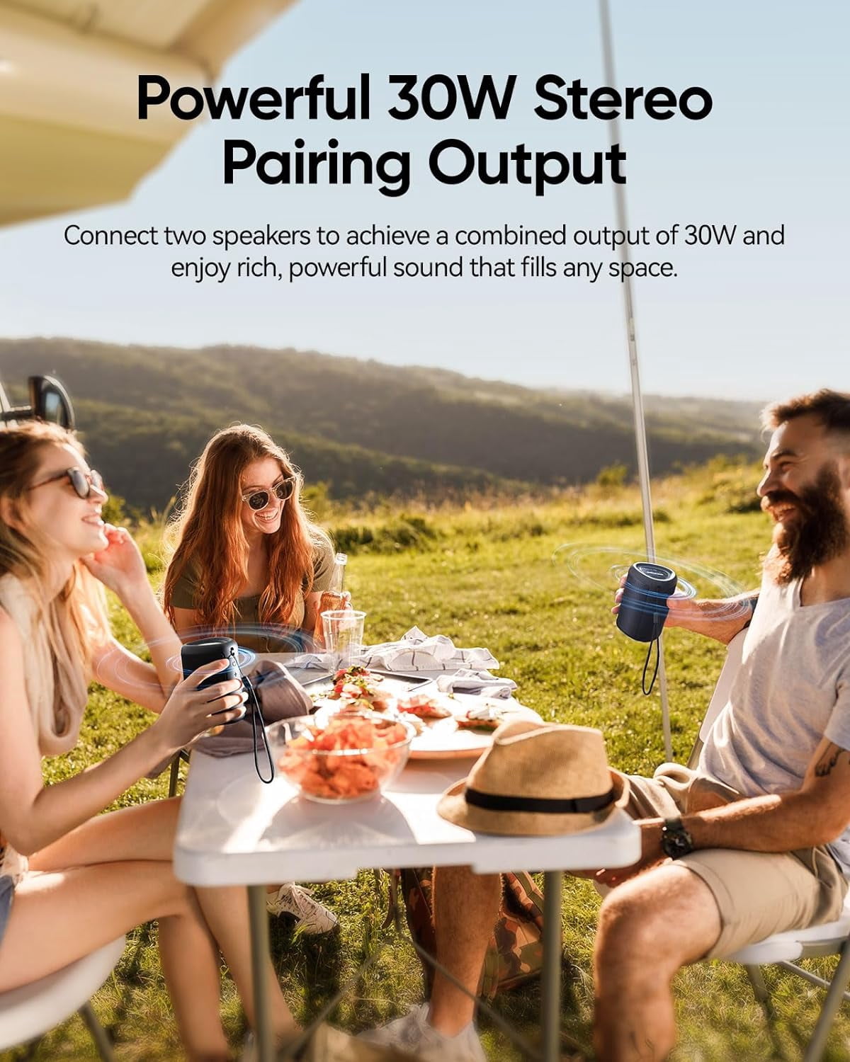 Portable Bluetooth Speaker with Lights,IPX4 Waterproof Wireless Outdoor Speaker,Speaker with Loud Stereo Sound,Bluetooth 5.3,TWS Paring for Home, Outdoor, Party