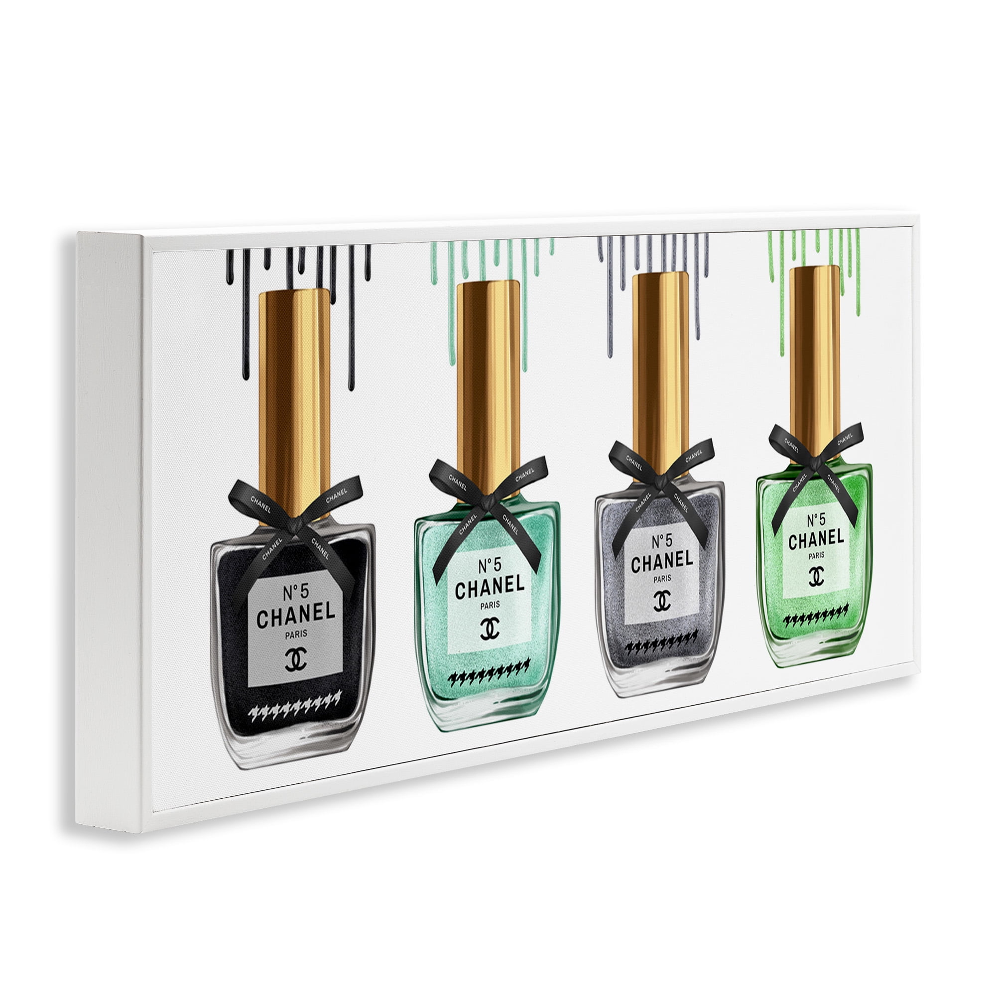 Stupell Industries Makeup Collection Nail Polish Beauty & Fashion Painting White Framed Art Print Wall Art, 30 x 13