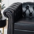 thumbnail image 4 of Chesterfield Sofa Leather,PU Leather Rolled Arm Chesterfield Single Sofa,Mid Century Upholstered Sofa Couch with Rolled Arms and Nailhead Trim Decoration for Living Room Bedroom Office,Black, 4 of 7