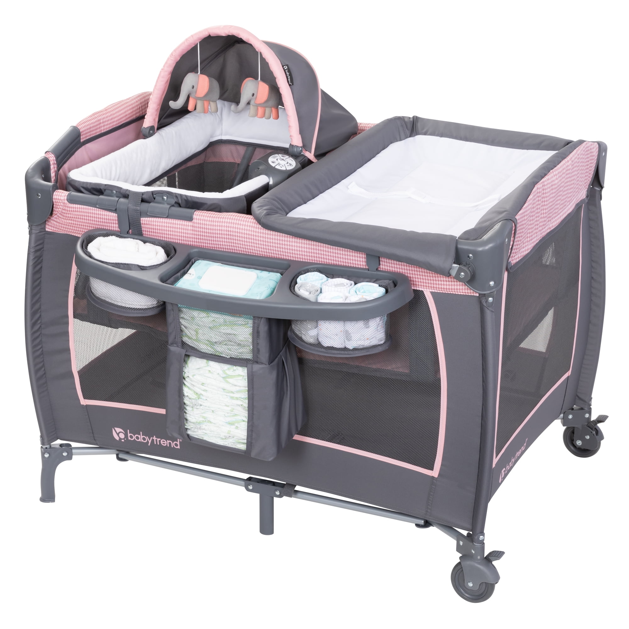 Baby Trend Lil Snooze Deluxe III Nursery Center with Portable Bassinet, Cozy Pink