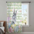 thumbnail image 3 of Easter Sheer Curtains 108" Extra Long, Spring Rabbit Eggs Botanical Floral Green Lattice Light Filering Curtains, Privacy Drapes Simi Floor to Veiling Curtain for Living Room Large Window Treatment, 3 of 9