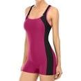 thumbnail image 4 of Alove Women Boyleg One Piece Swimsuit Splice Color Sport Swimming Suit XS-2XL, 4 of 5