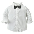 thumbnail image 6 of Boys Outfits&Set Toddler Boys Long Sleeve Shirt Tops And Pants 3PCS Child Kids Gentleman Bowtie Fall Winter Set&Outfits Overalls Grey 3 Years-4 Years, 6 of 8