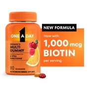 One A Day Womens Multivitamin Gummy with 1000mcg Biotin, for Hair, Skin & Nails, 80 Count