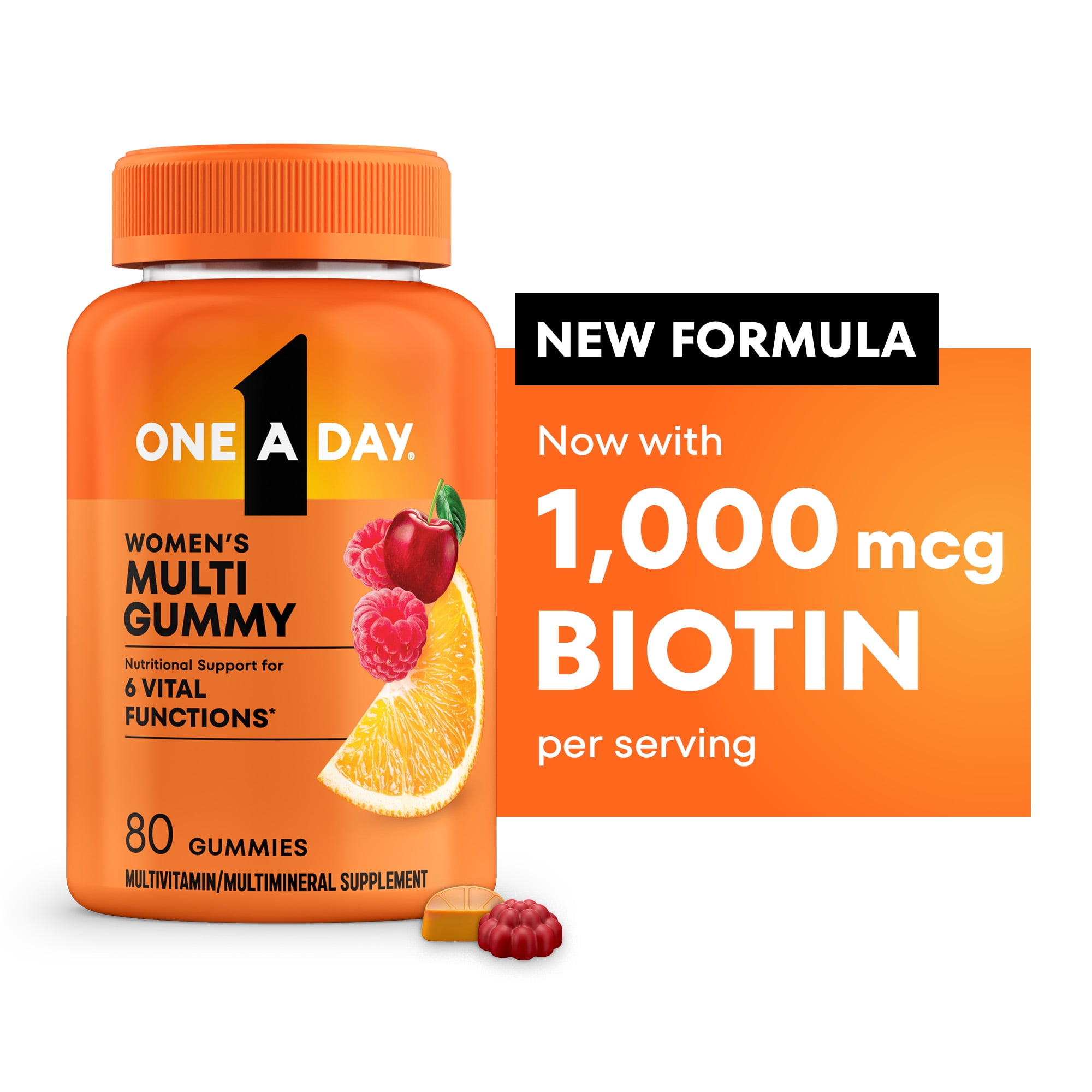 One A Day Womens Multivitamin Gummy with 1000mcg Biotin, for Hair, Skin & Nails, 80 Count