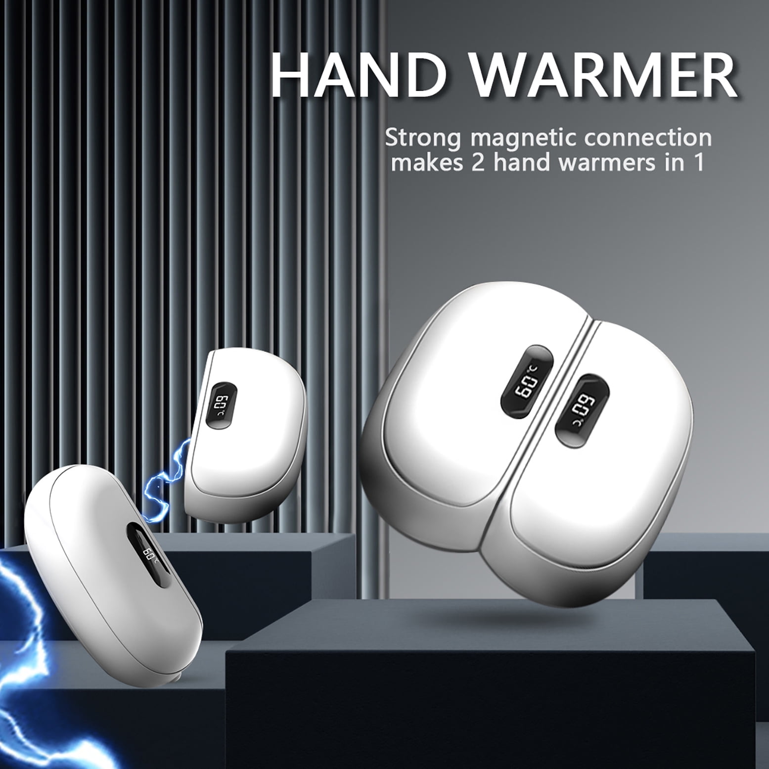 FNDEMSLA Rechargeable Magnetic Hand Warmers, Fast Heating with USB Charging Case, Portable for Outdoor/Cold Weather, Perfect Christmas Gift & Travel Essentials (White)