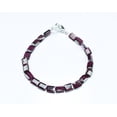 thumbnail image 2 of Garnet 5x7mm Rectangle Shape Faceted Cut Beads 7 inch Silver Plated Clasp Bracelet for men, women, unisex. Link Chain Stacking Bracelet.|LINK_03064, 2 of 4