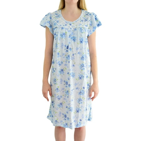 Ezi Women's 'Eve' Floral Printed Cotton Nightgown