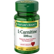 Nature's Bounty L-Carnitine 500 mg Caplets for Heart Health Support, 30 Ct