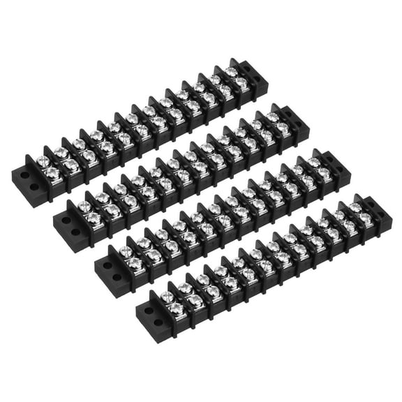 4 Pcs 12 Positions Terminal Block 300V 20A 9.5mm Pitch Dual Rows 12 Circuits DIN Row Screw Terminals Strip