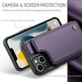 thumbnail image 2 of Feishell for iPhone 13 Case with Card Holder, Wallet Case for Women Men with RFID Blocking, Durable PU Leather Kickstand Magnetic Clasp Shockproof Phone Case,Purple, 2 of 9