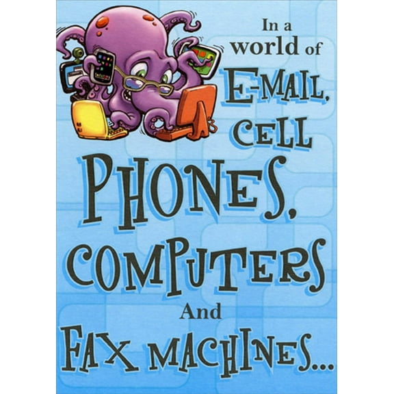 Designer Greetings Purple Octopus on Computer and Cell Phones Funny / Humorous Friendship Card
