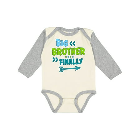 

Inktastic Big Brother Finally with Arrow Gift Baby Boy or Baby Girl Long Sleeve Bodysuit