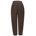thumbnail image 4 of DHFJKG Womens Harem Pants Summer Casual Loose Fit Mid Rise Pleated Solid Color Tapered Pants With Pockets Lightweight Linen Soft Leisure Trousers, 4 of 8