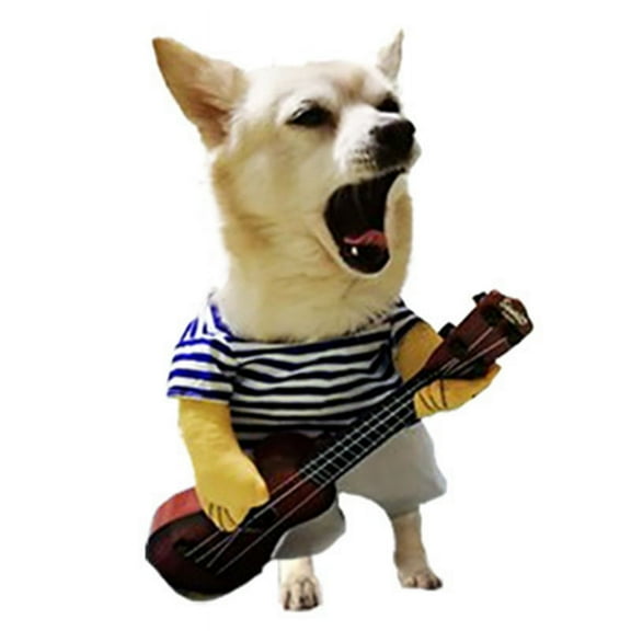 Pet Guitar Costume - Dog Costume Funny Cat-Clothes Dogs-Cats Super Funny Guitarist Style Pet Clothes Best Gift L