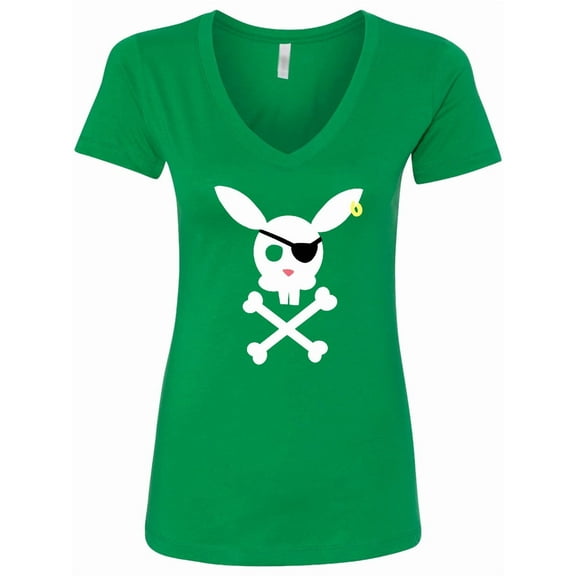 Inktastic Cute Easter Pirate Bunny with Eyepatch and Earring Women's V-Neck T-Shirt