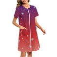 thumbnail image 7 of Christmas Long Nightgowns For Women Zip Up Bathrobes Tartan Dressing Gown Lightweight Housecoats Short Sleeve Nighties Long Length Nightdresses Multicolor A XL, 7 of 7