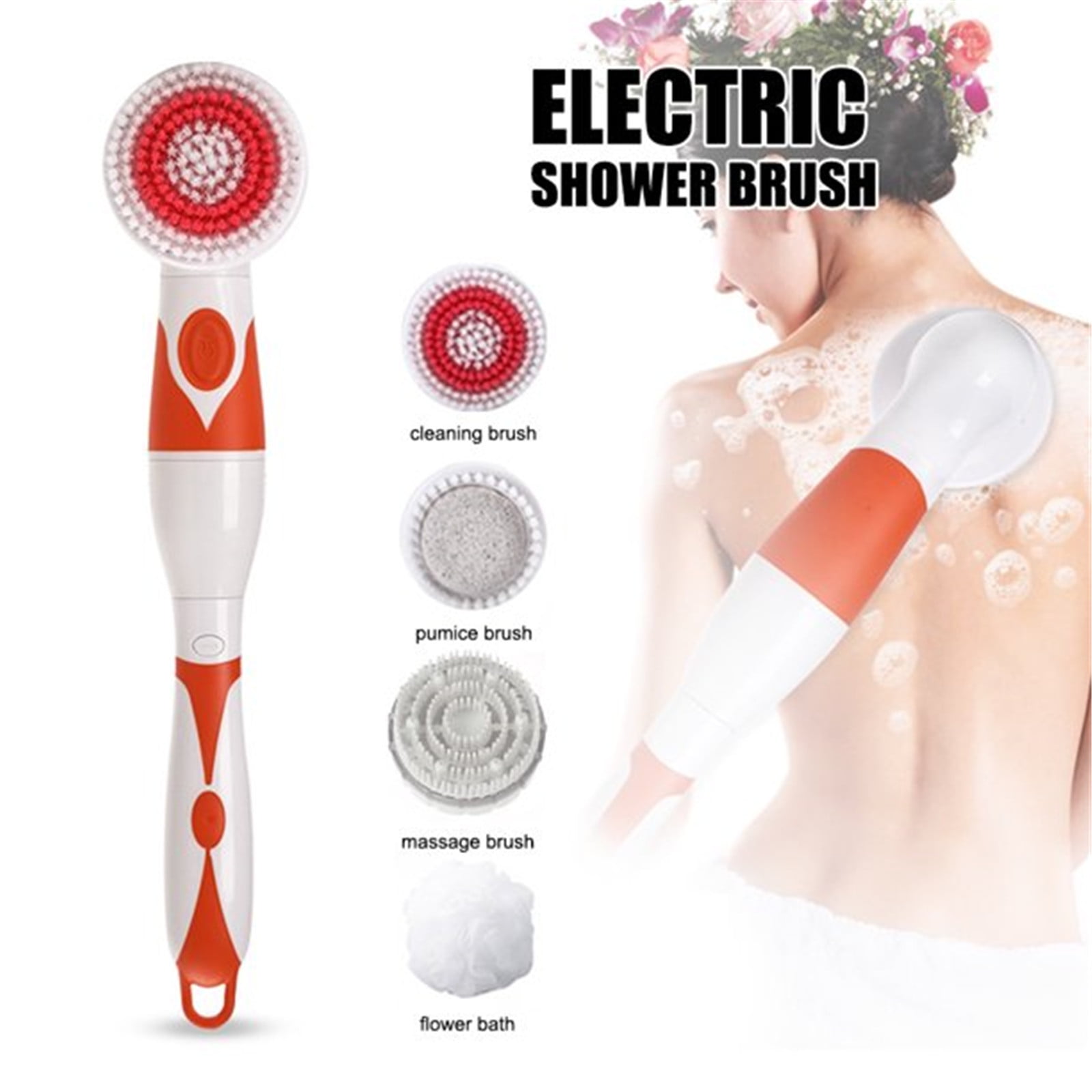 Guvpev 4 In 1 Electric Bath Brush Multifunctional Body Cleansing Brush