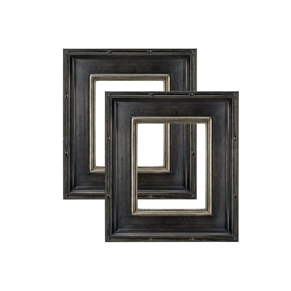 Creative Mark Museum Plein Aire Ornate Picture Frame - 8x10" - Antique Black W/ Silver - Pack of 2, High-End Antique Style Frames - Open Back with No Glass or Backing