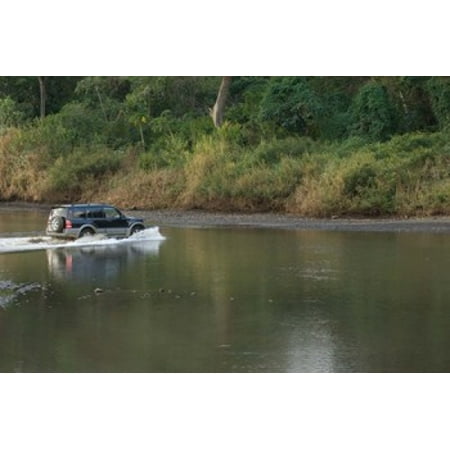 Sports utility vehicle crossing a river Ora River Playa Carrillo Guanacaste Costa Rica Canvas Art - Panoramic Images (36 x 24)