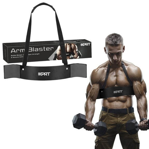 XPRT Fitness Adjustable Arm Blaster for Biceps, triceps, muscle isolator for bodybuilding Weight Lifting Belts, Aluminum Black, 23 x 3 x 0.2 inches