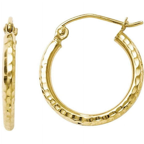 Primal Gold 10 Karat Yellow Gold Diamond-cut Hinged Hoop Earrings