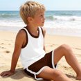 thumbnail image 4 of Cethrio Boys Activewear Outfit Sets, Sleeveless 2 Piece Cotton Summer Kids' Athletic Clothing Sets Coffee Size 6-7T, 4 of 8