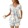thumbnail image 2 of Tnhcen Casual Women's Nightdress Set Short Sleeve Round Neck Blouse and Shorts Homewear Ensemble S-3XL, 2 of 6