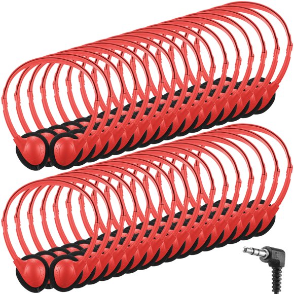Auriculares Konohan, 30 unidades, con cable, ajustables, 3,5 mm, color rojo