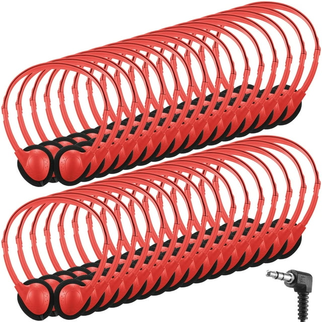 Auriculares Konohan, 30 unidades, con cable, ajustables, 3,5 mm, color rojo