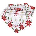 thumbnail image 2 of Christmas Embroidered Table Runner Poinsettia Holly Leaf Table Linens Decoration, 2 of 6
