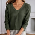 thumbnail image 2 of Ediodpoh Solid Color Casual Collar Long Sleeve Knitted Pullover Sweater Soft Womens Sweaters for Comfortable Warm Winter Wear Green XXXL, 2 of 7