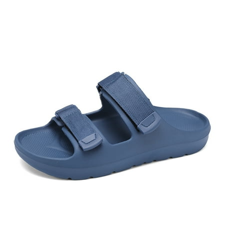 

Cyiecw Mens Womens Double Buckle Slides Adjustable EVA Flat Slippers Summer Slip On Slide Sandals