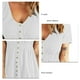 thumbnail image 5 of Vestido blanco de cintura alta con botones, escote en V y mangas cortas para mujer para primavera y verano, 5 of 6