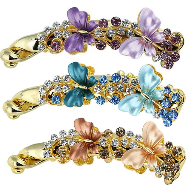 Papourfly à poils de la banane - 3pcs Strass Hair Clip Titulaire de queue de cheval de cheval
