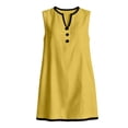 thumbnail image 4 of Womens Summer Dresses Casual Sleeveless V Neck Tank Mini Sundresses Color Block Loose Fitted T Shirt Dress with Pockets, 4 of 6