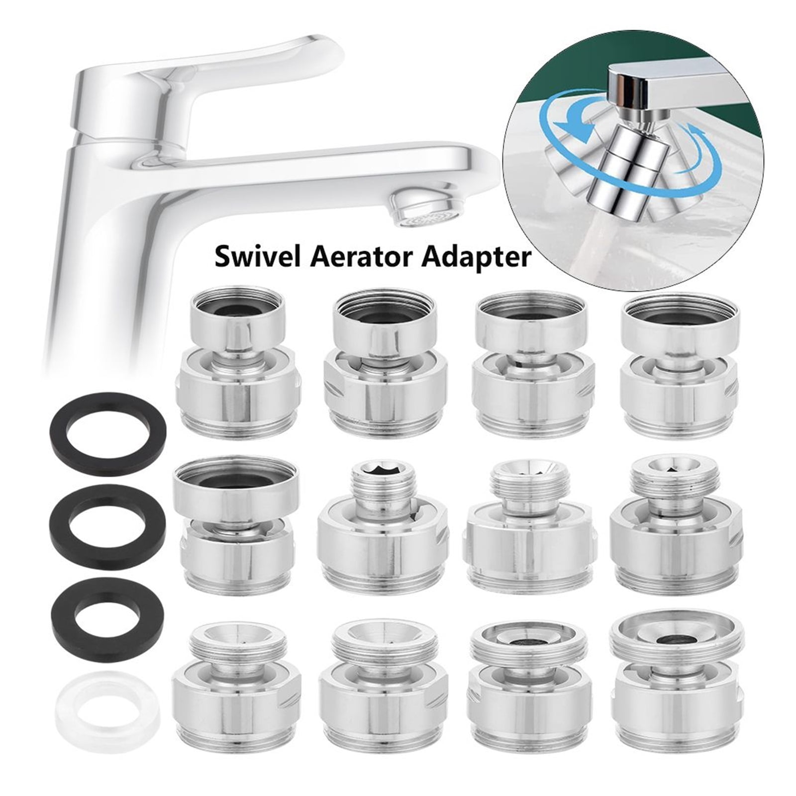1Pcs Faucet Aerator 360 Degree Adjustable Brass Faucet Connector Swivel Aerator Adapter Shower Faucet Aerator Adapter Kitchen Faucet Fittings ,Water Saving