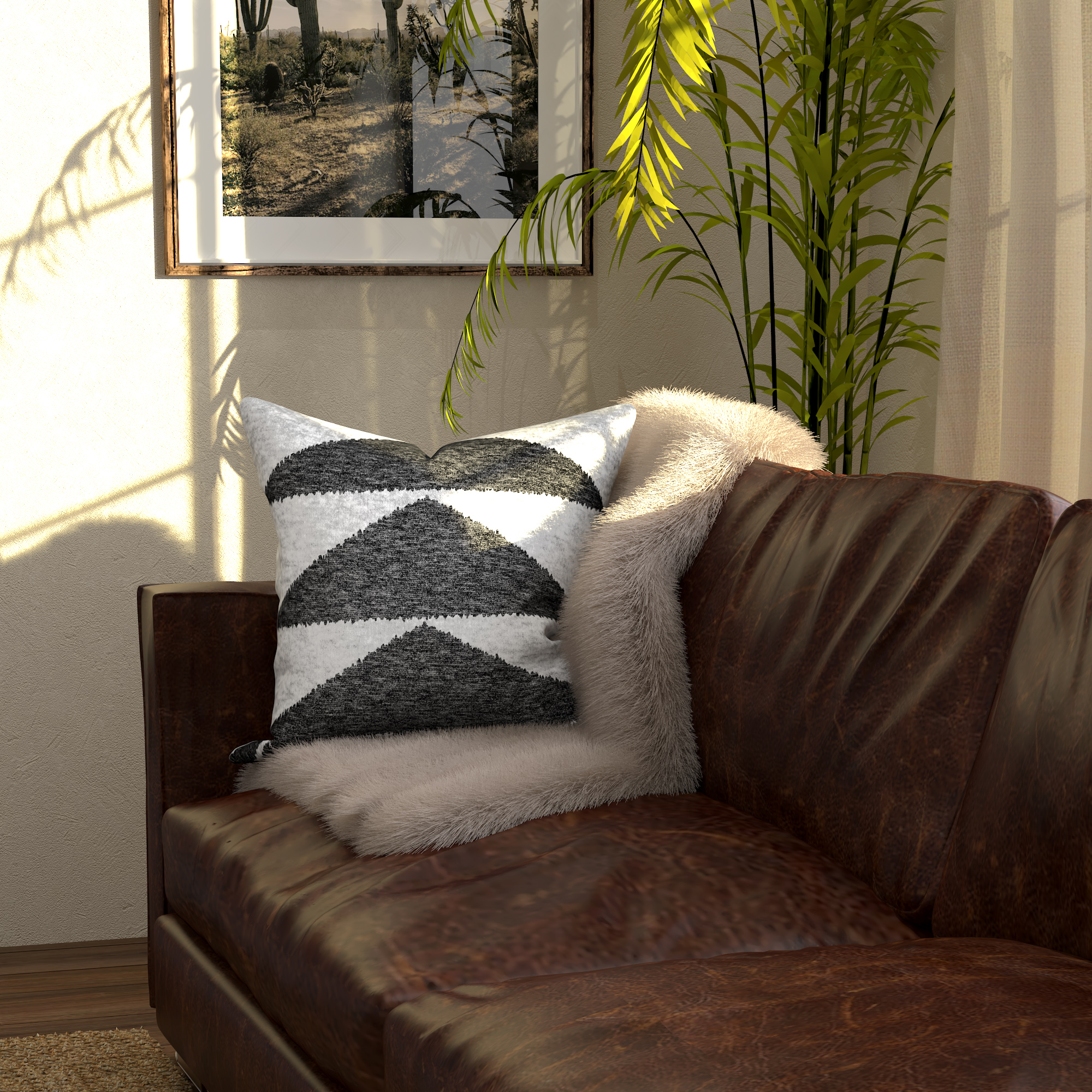 Decorative Throw Pillow Cover, 18” x 18”, Printed Jersey Knit Texture Featuring a Triangle Pattern on Poly Canvas Creating a Comfortable and Stylish Update to any Living Room, Bed, and Sofa